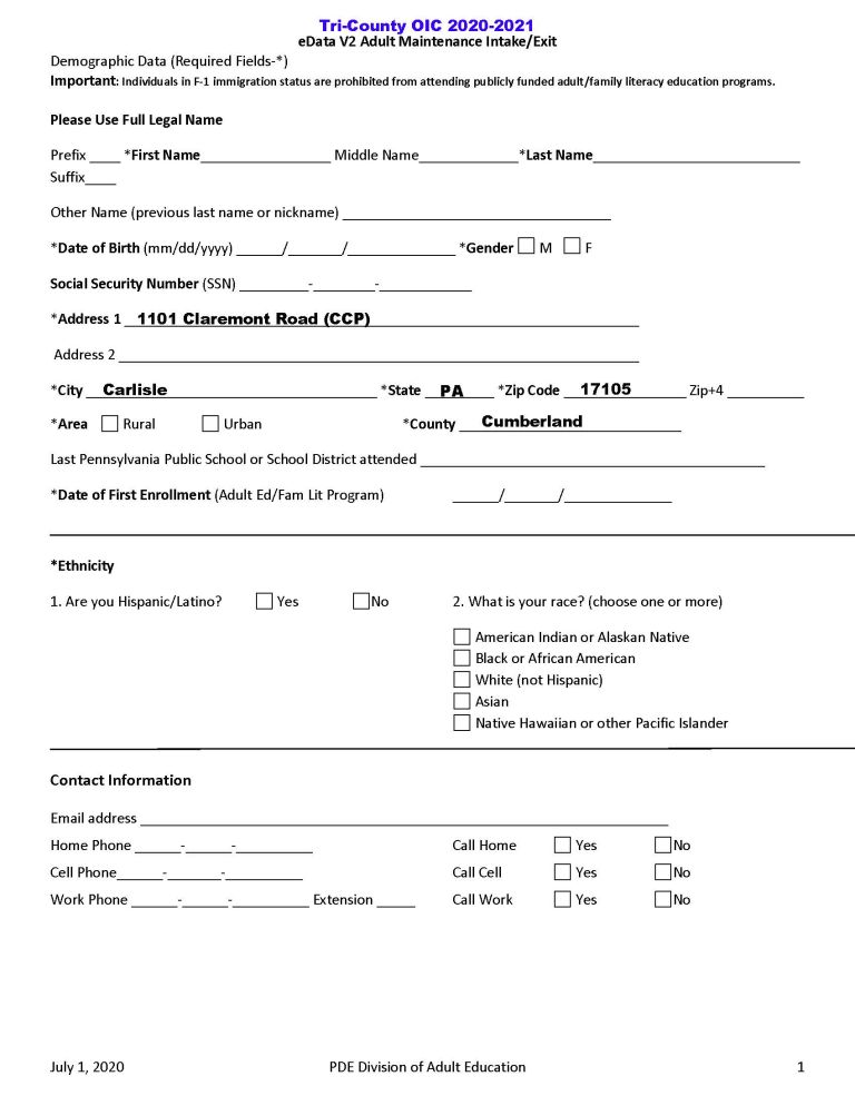 Ccpp Authorization Form Resources – OIC – Tri-county